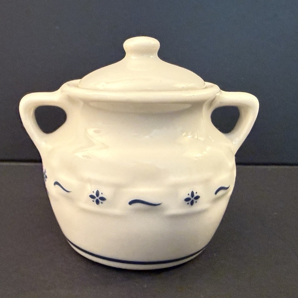 Longaberger Collectors Club Miniature Cookie Jar with Lid Blue Woven Traditions
